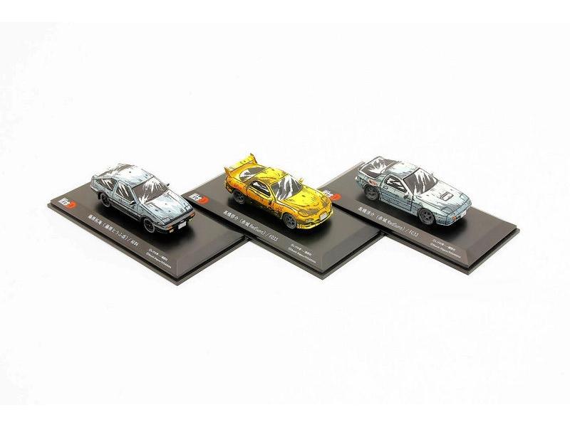 Kyosho Initial-D Comic Edition 3 Cars Set, 1:64 Detailgetreues Modellauto für Sammler im Massstab 1:64