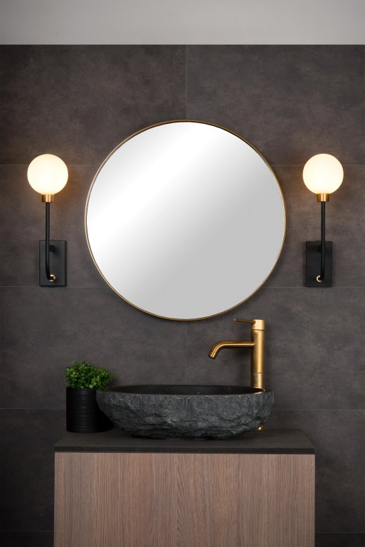Lucide Berend 2 wandlamp badkamer IP45 zwart