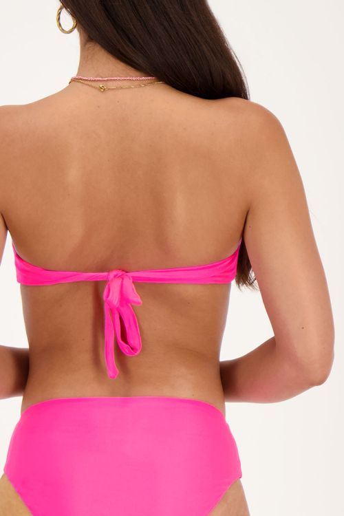 Roze glanzende bikini top met twist