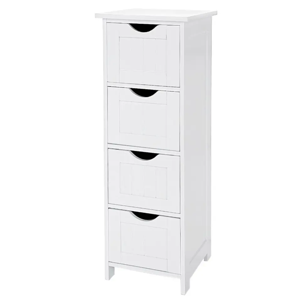 Ladekast - badkamer - 4 vakken - 30x82x30 cm - wit