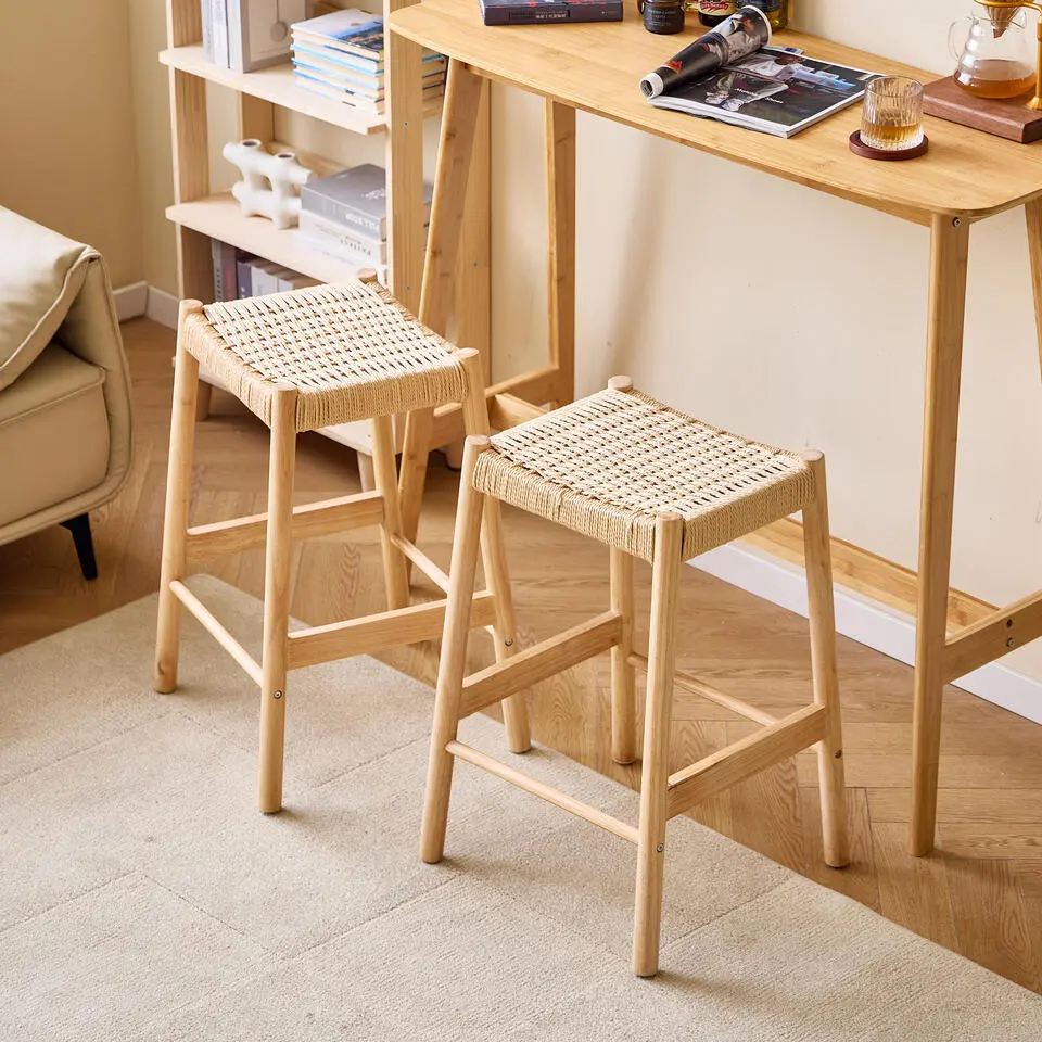 Set van 2 Barkrukken Massief Hout Scandinavisch