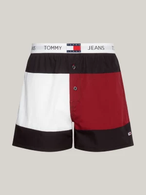 Cuecas boxer com blocos de cores e emblema da marca Heritage