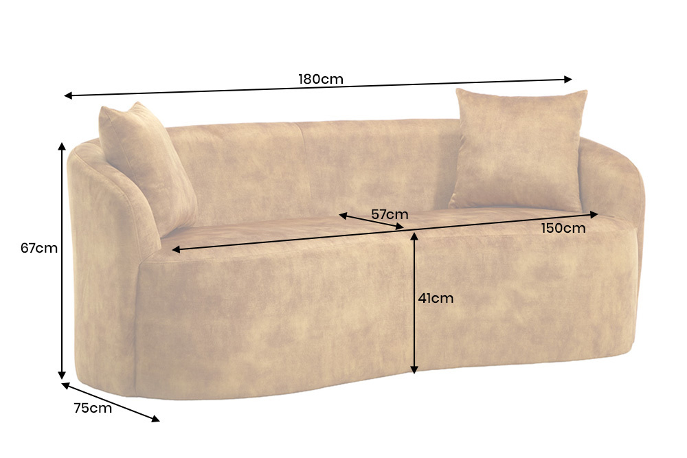 Extravagantes Sofa ELEMENTAL 180cm senfgelb Samt 2-Sitzer Couch Federkern