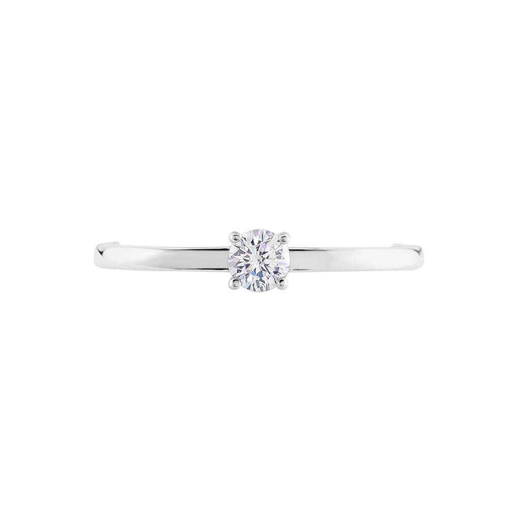 Bague Solitaire Stella Argent Blanc Oxyde De Zirconium