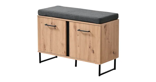 Garderobenbank Sardinia Melamin Artisan schwarz 84.5 x 59.5 x 35 cm