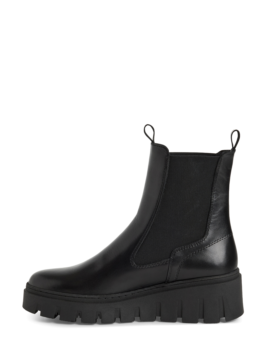 Tamaris Black Leather Wedge Chelsea