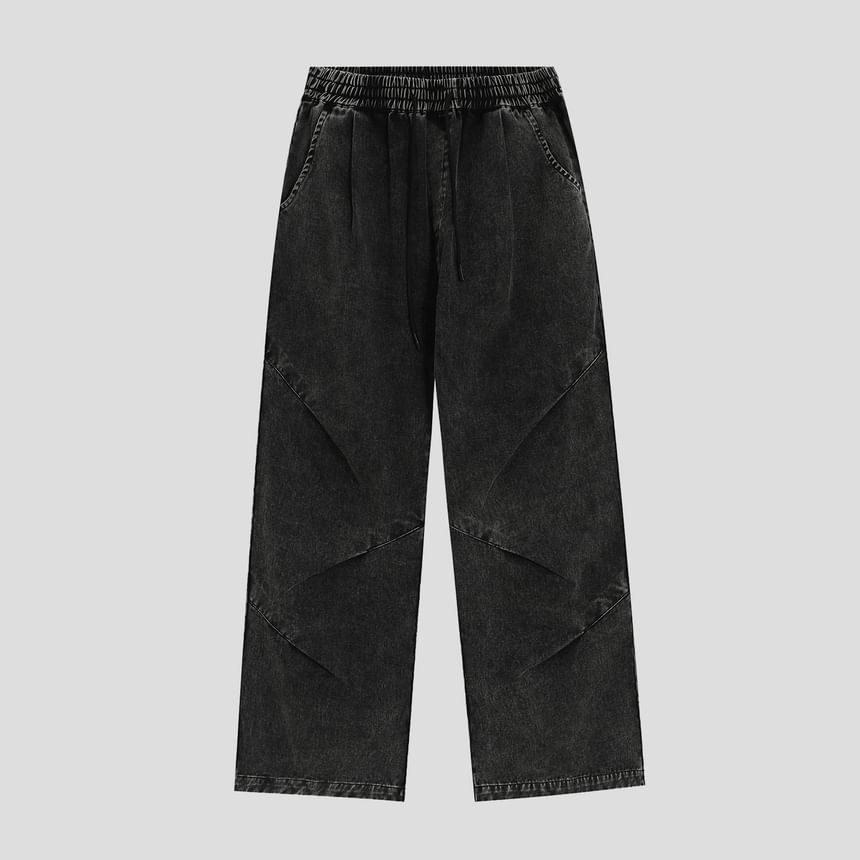 INStudio - High Waist Washed Wide Leg Jeans