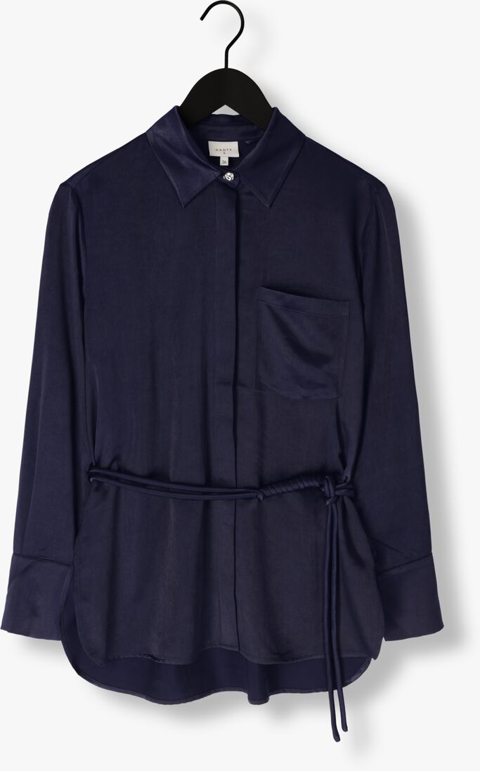 donkerblauwe dante6 blouses joni belted oversized shirt