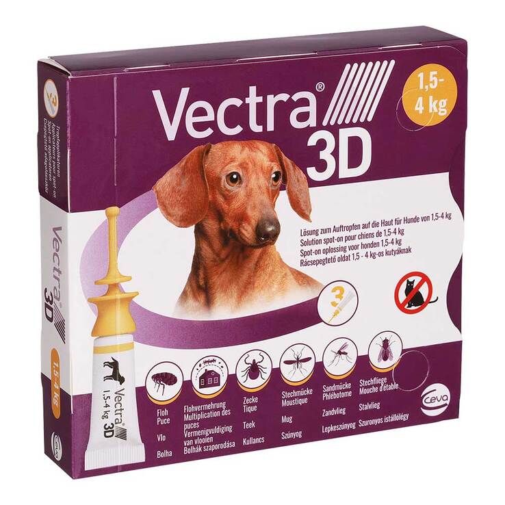 Vectra 3D Lösung z.Auftro.a.d.Haut für Hunde v.1,5 - 4 kg, 3 St