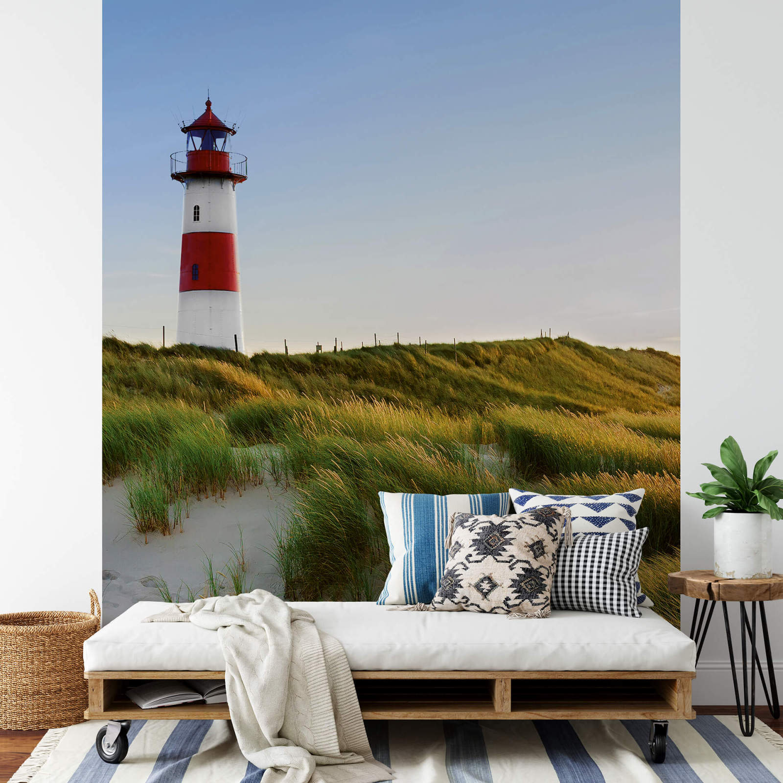 Fototapete DESIGNWALLS 2.0 - grün-rot - Leuchtturm - 2,6 Meter