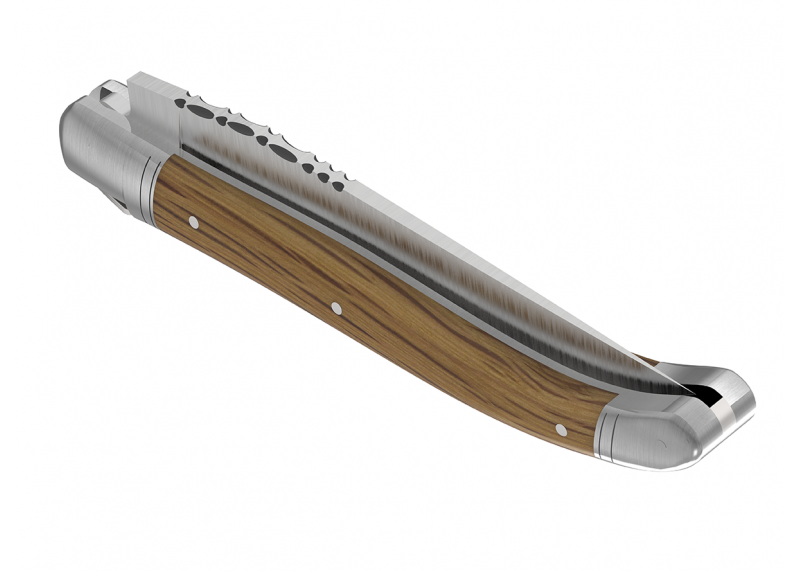 Couteau Laguiole avec un manche en bois de chêne et 2 mitres en acier inoxydable
