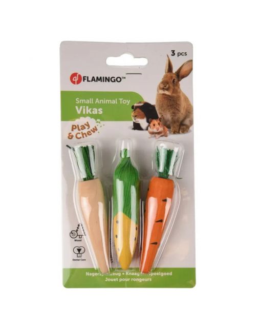 Flamingo Knaagdierspeelgoed Vikas - Speelgoed - 10x2x2 cm Groen Geel Oranje