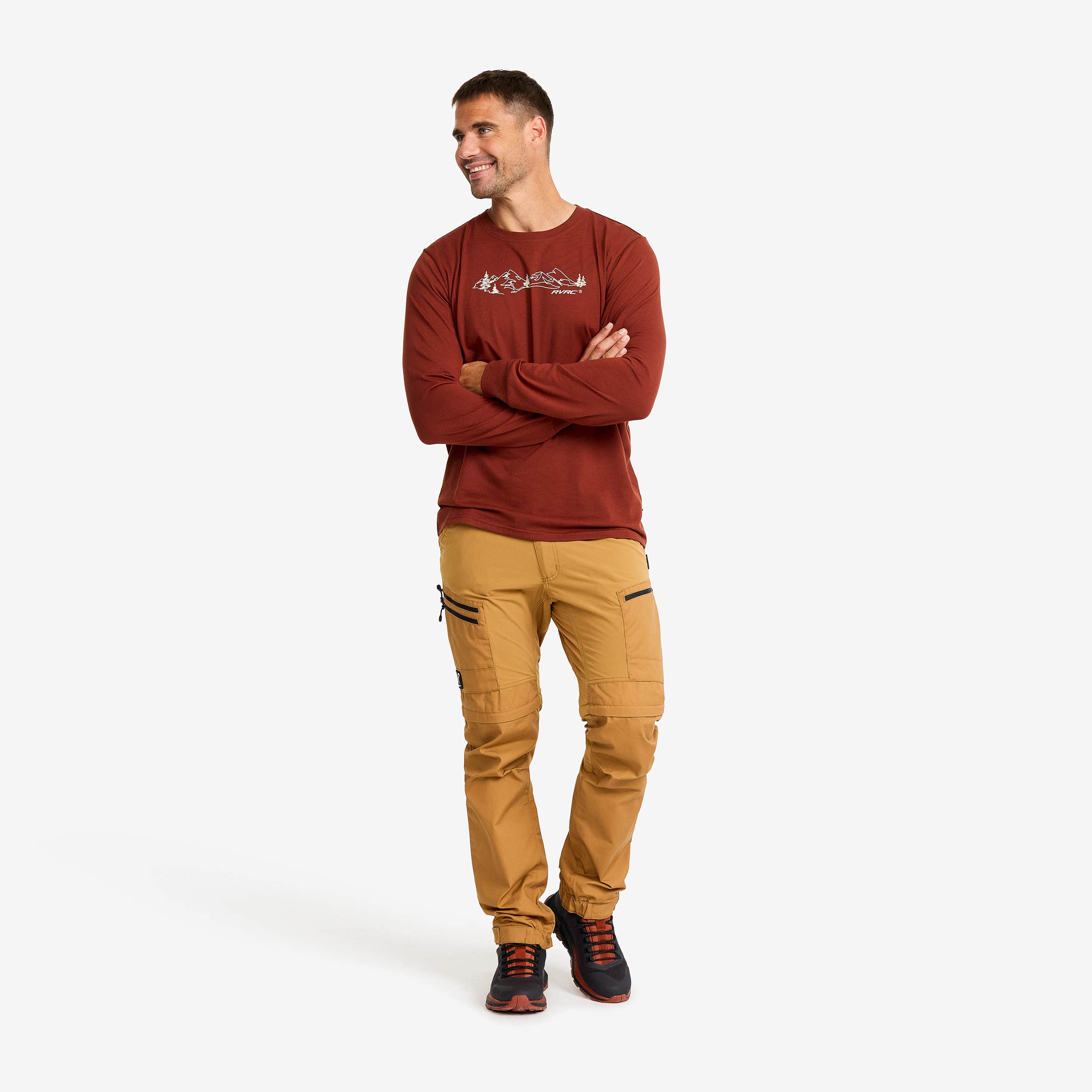 Easy Graphic Landscape Lines Long-sleeved T-shirt Herre Smoked Paprika