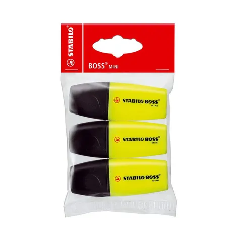Textmarker - STABILO BOSS MINI - 3er Pack - gelb
