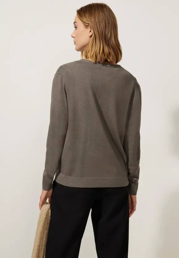 Cardigan mit V-Ausschnitt - falcon brown melange