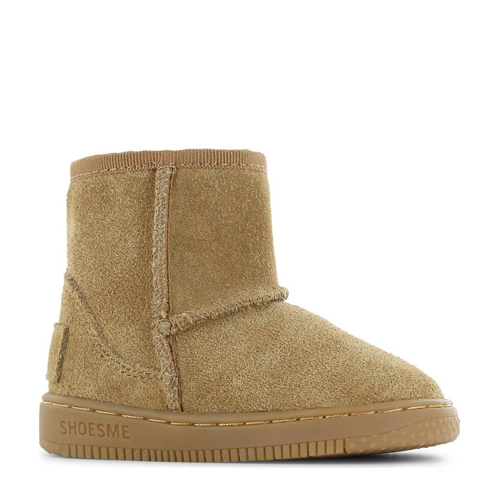 Shoesme gevoerde suède enkelboots cognac