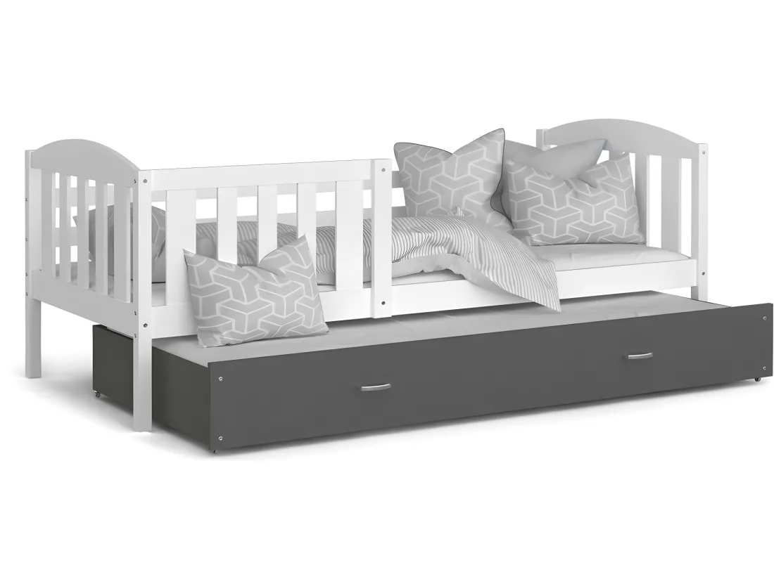 Lit Gigogne Teo 90x190 Blanc - blanc Livré avec sommiers, tiroir et matelas en mousse de 7cm