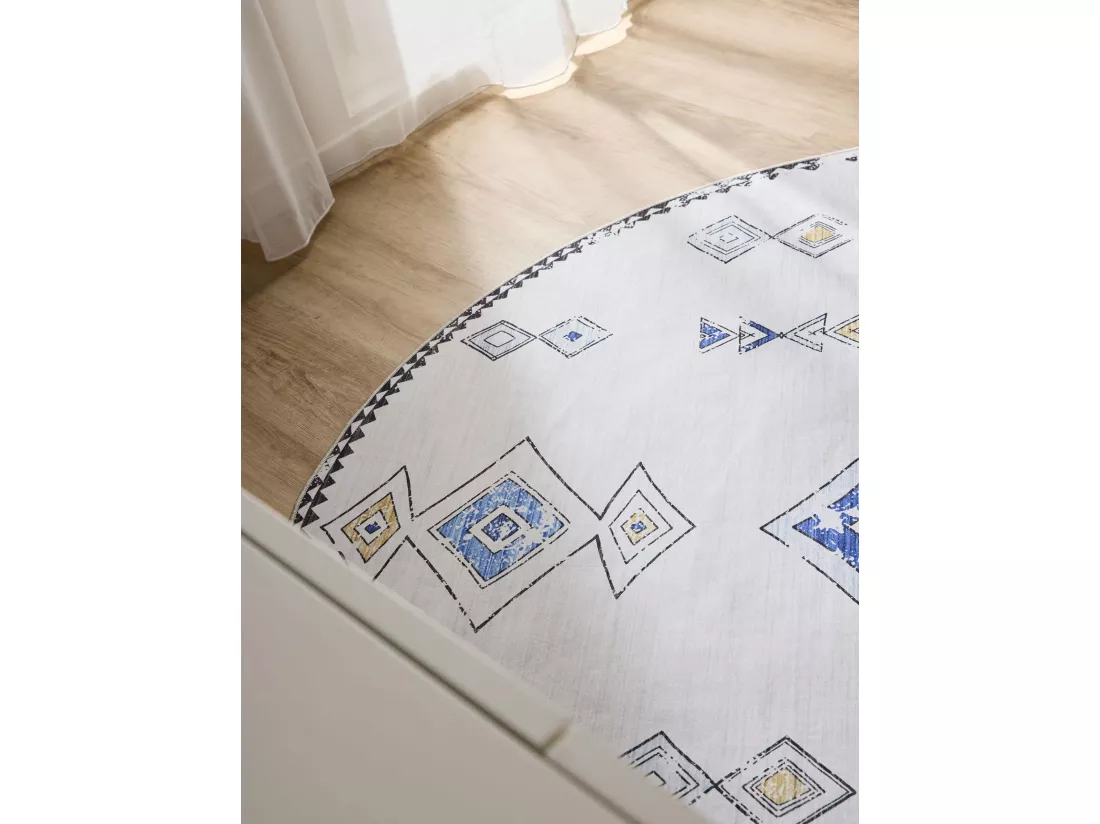 Tapis lavable George Beige/Multicouleur ø 160 cm rond