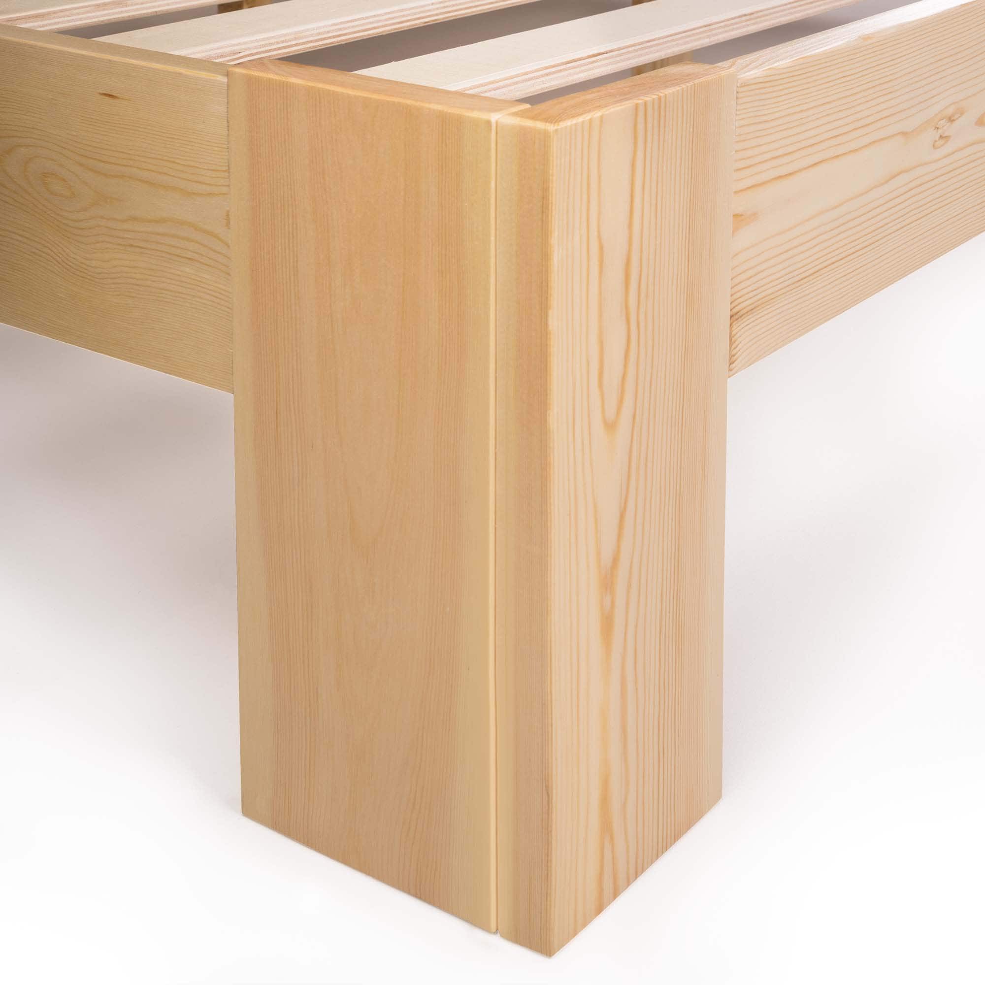 SANZARO Holzbett 140 x 200 cm - Massivholz Bett Kiefer Doppelbett Balkenbett Bettgestell Bettrahmen Lattenrost, Natur | Natur 140 x 200 cm