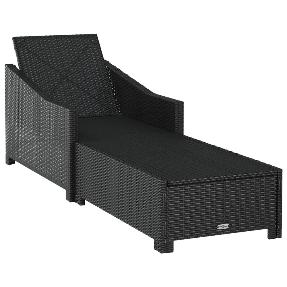 Transat chaise longue bain de soleil lit de jardin terrasse meuble d'extérieur avec coussin blanc crème résine tressée noir 0