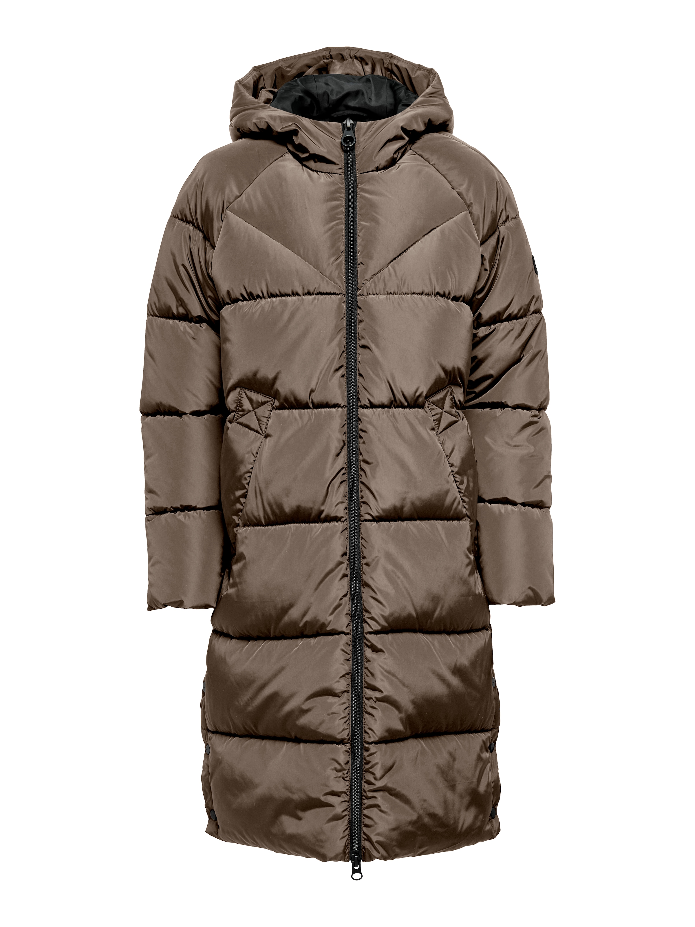 ONLY Steppmantel »ONLAMAND – Langer Puffercoat mit 2-Wege-Reissverschluss«, lässig geschnitten, modisch, Steppware, Materialmix, hochschliessend