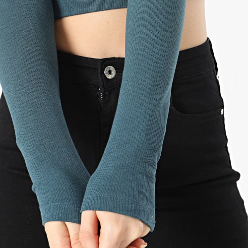 Tee Shirt Manches Longues Crop Femme Rib IJ5387 Vert