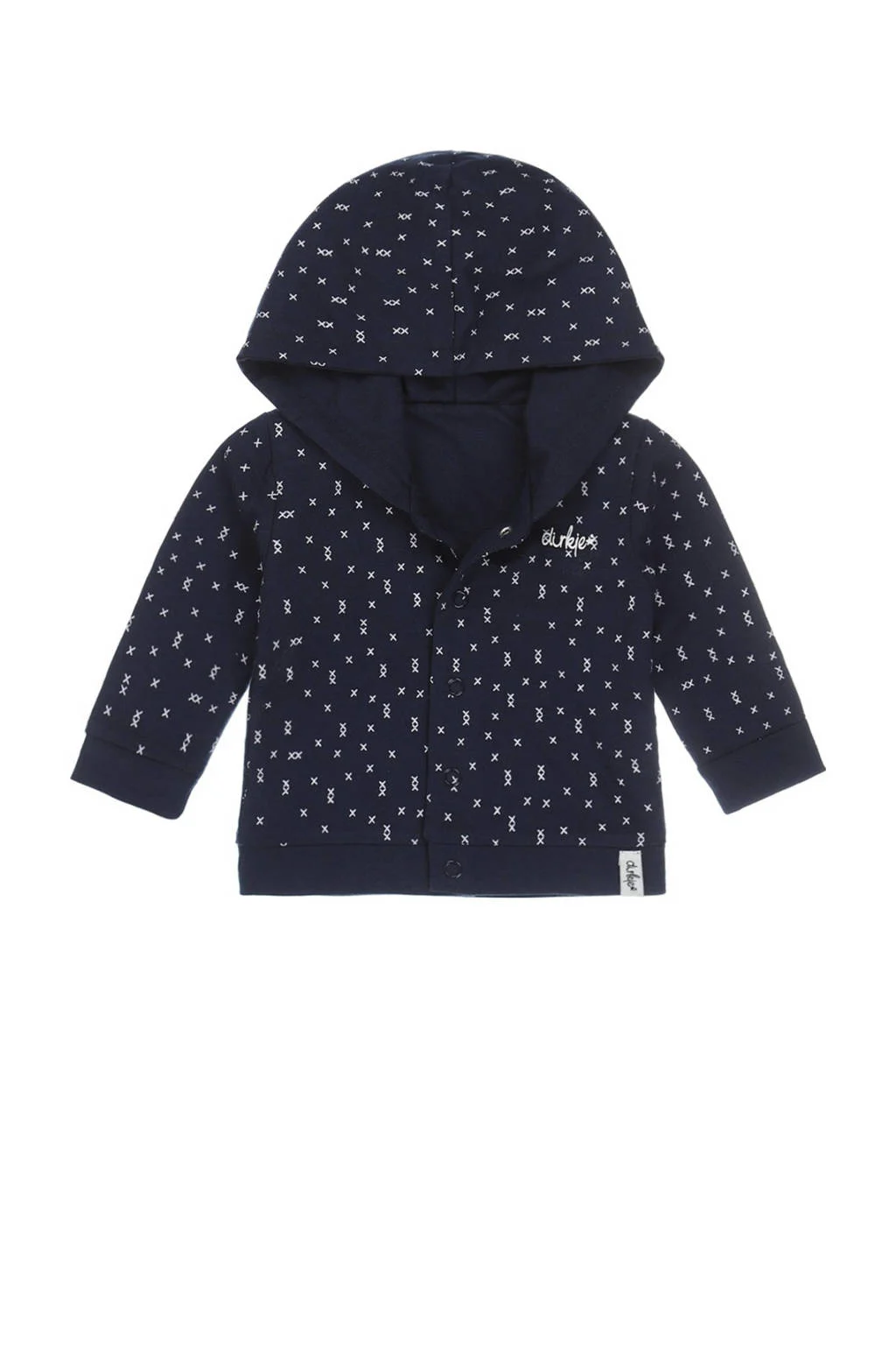 Dirkje baby vest met katoen donkerblauw/wit
