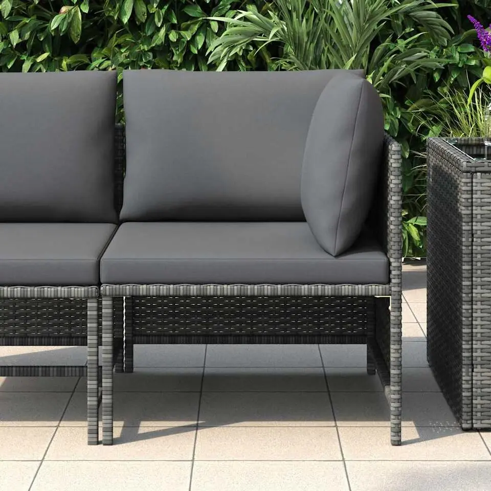 vidaXL - Hoekbank sectioneel - Grijs - Poly rattan - Met kussens