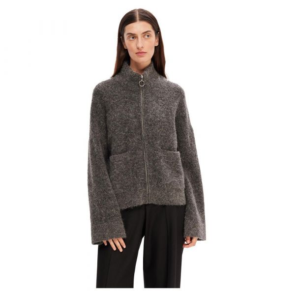 Selected Sia Full Zip Sweater Cinzento XS Mulher