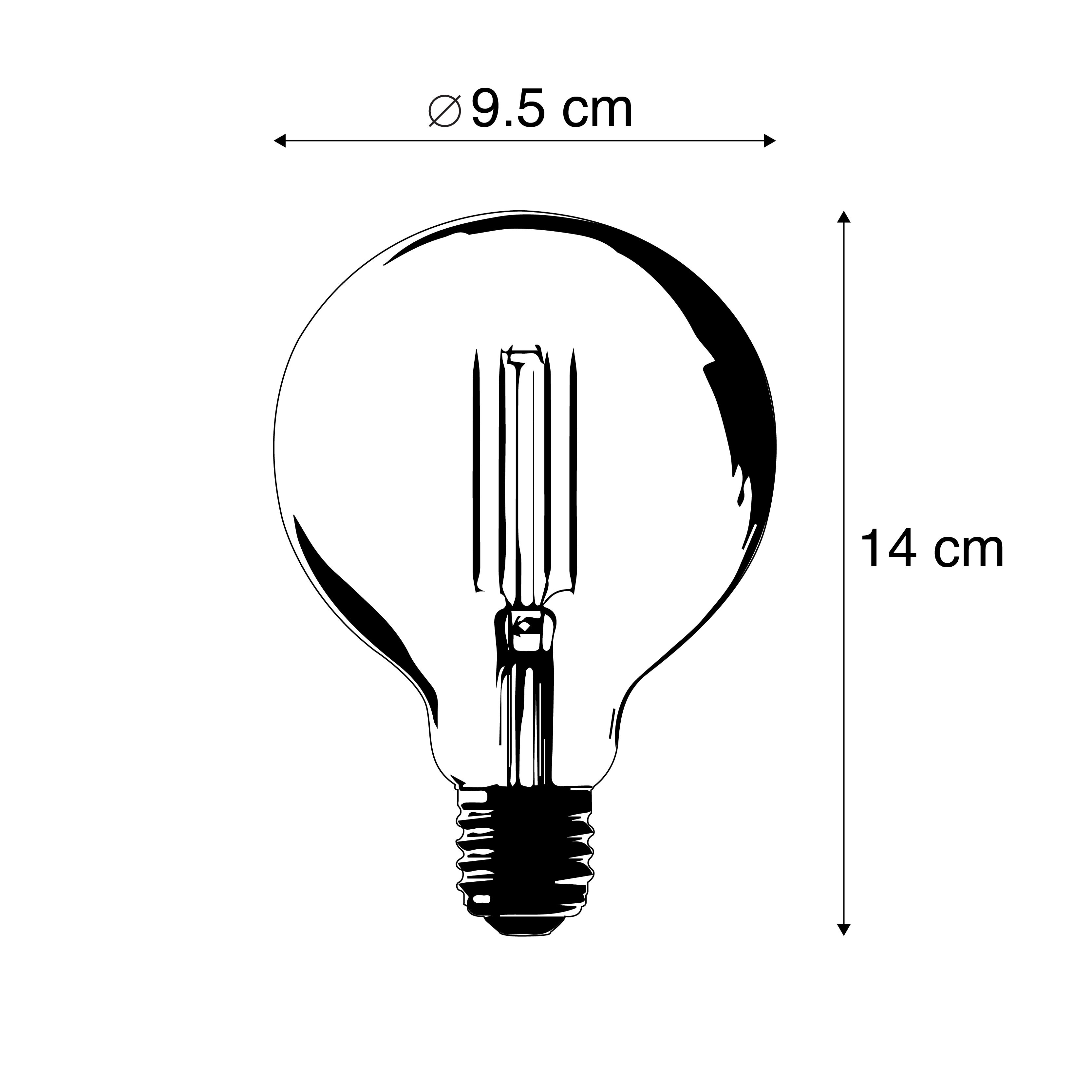 Set van 3 smart E27 dim to warm LED lampen G95 goldline 7W 806 lm 1800K - 3000K