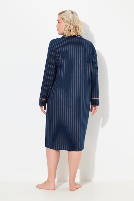 Nachthemd, Pyjama-Look, Reverskragen, Langarm