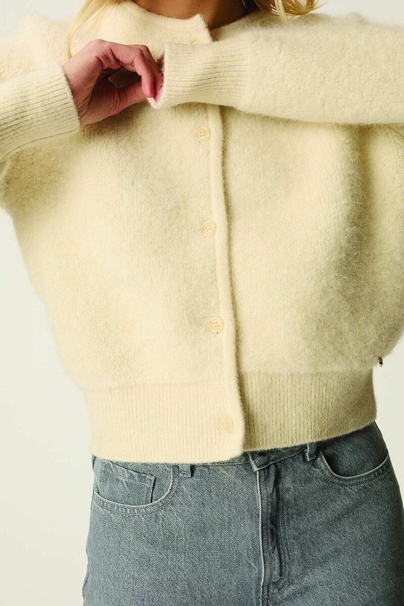 DES PETITS HAUTS<br>Carigan com gola redonda, COMINHO