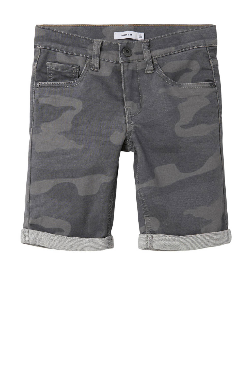 NAME IT regular fit jeans bermuda NKMTHEO met camouflageprint grijs