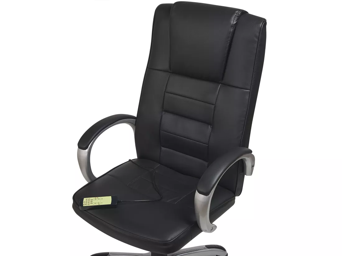 Fauteuil massant avec fonction chauffante GRANDEUR Cuir PU Noir