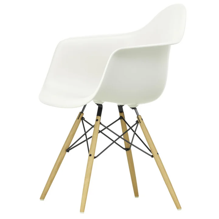 Vitra - Eames Plastic Armchair DAW, Esche honigfarben / weiss (Filzgleiter weiss)