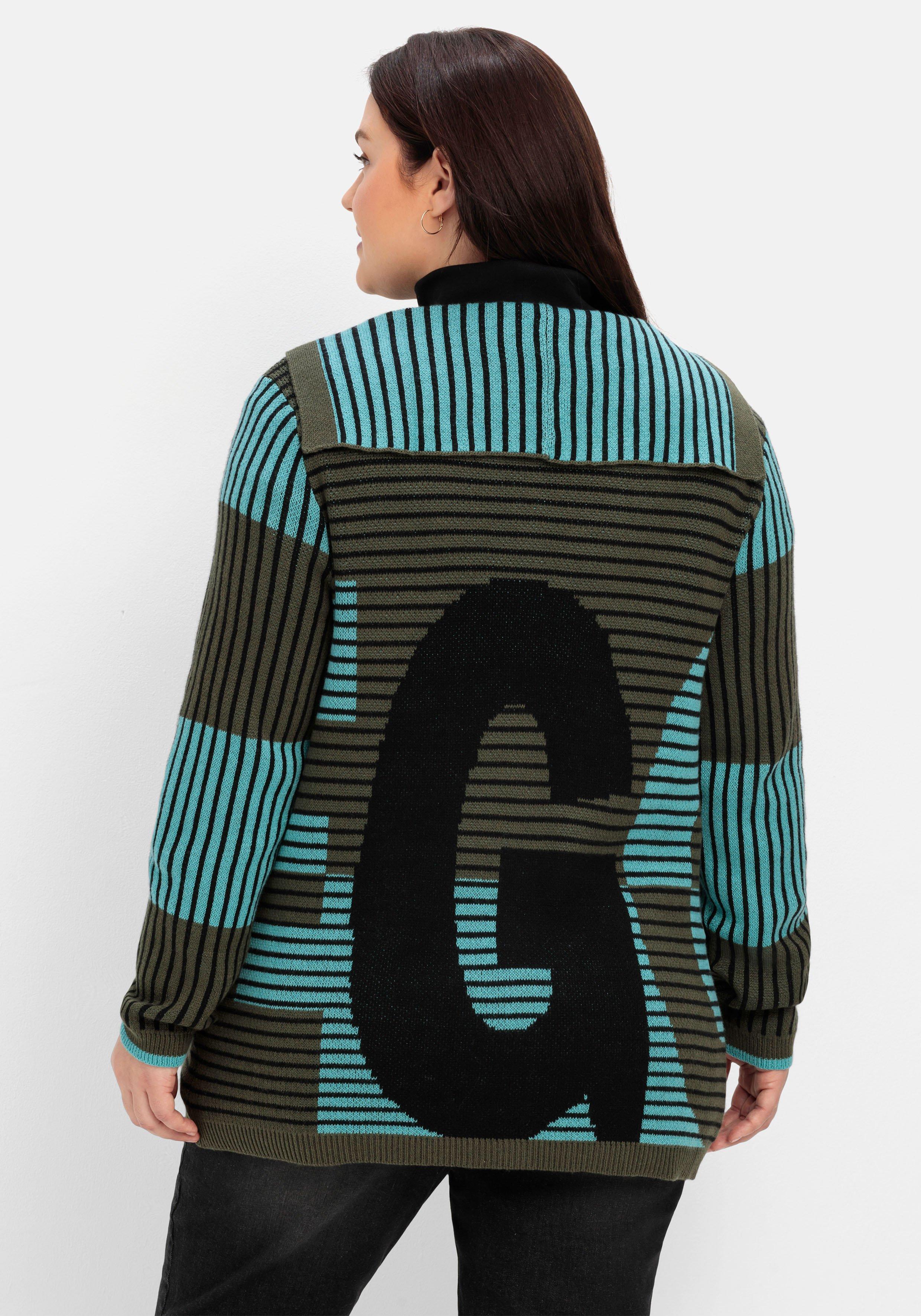 Strickjacke mit Jacquardmuster, Kaschmiranteil