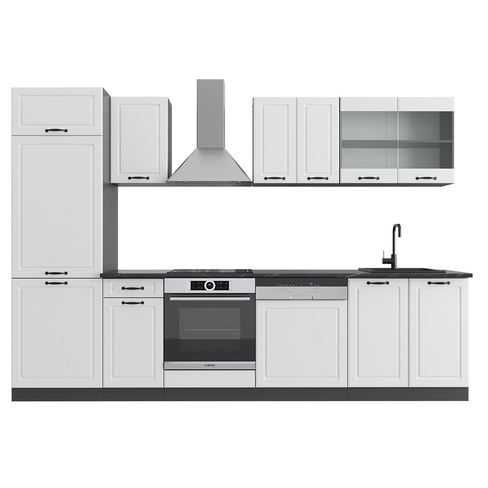 Vicco Küchenzeile Küchenblock Einbauküche R-Line 300 cm Landhaus Anthrazit KUS
