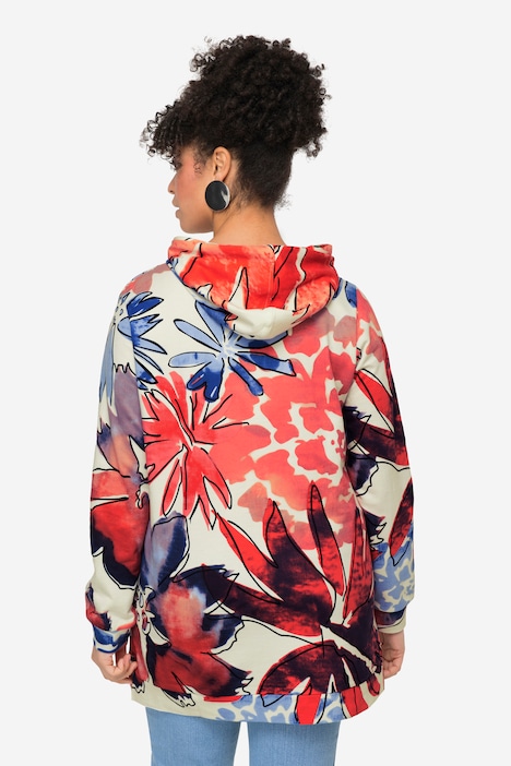 Hoodie, Blütenmuster, Kapuze, Langarm