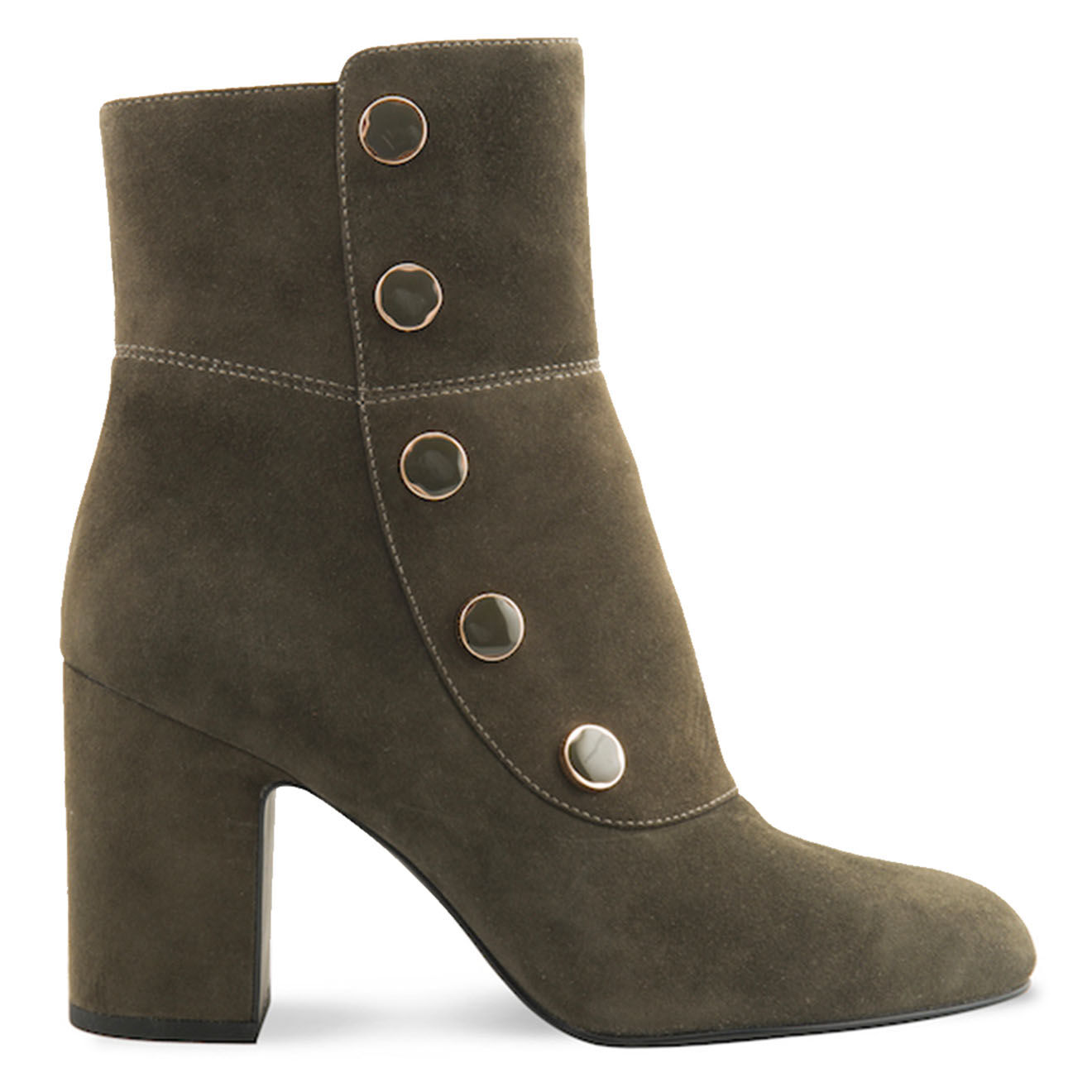 What For Bottines en Velours de Cuir Maud vert foncé - Talon 8.5 cm