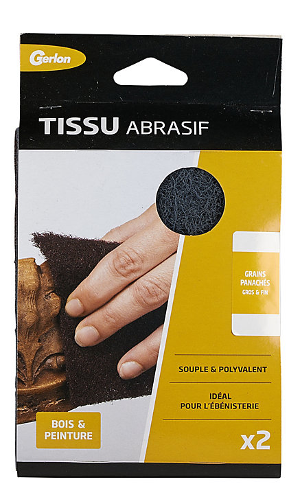 Lot 2 tissus abrasif bois et peinture grains panachés gros et fin Gerlon