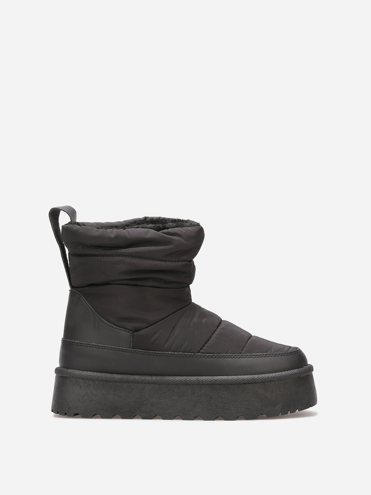 Boots matelassées et fourrées à plateforme- Noir