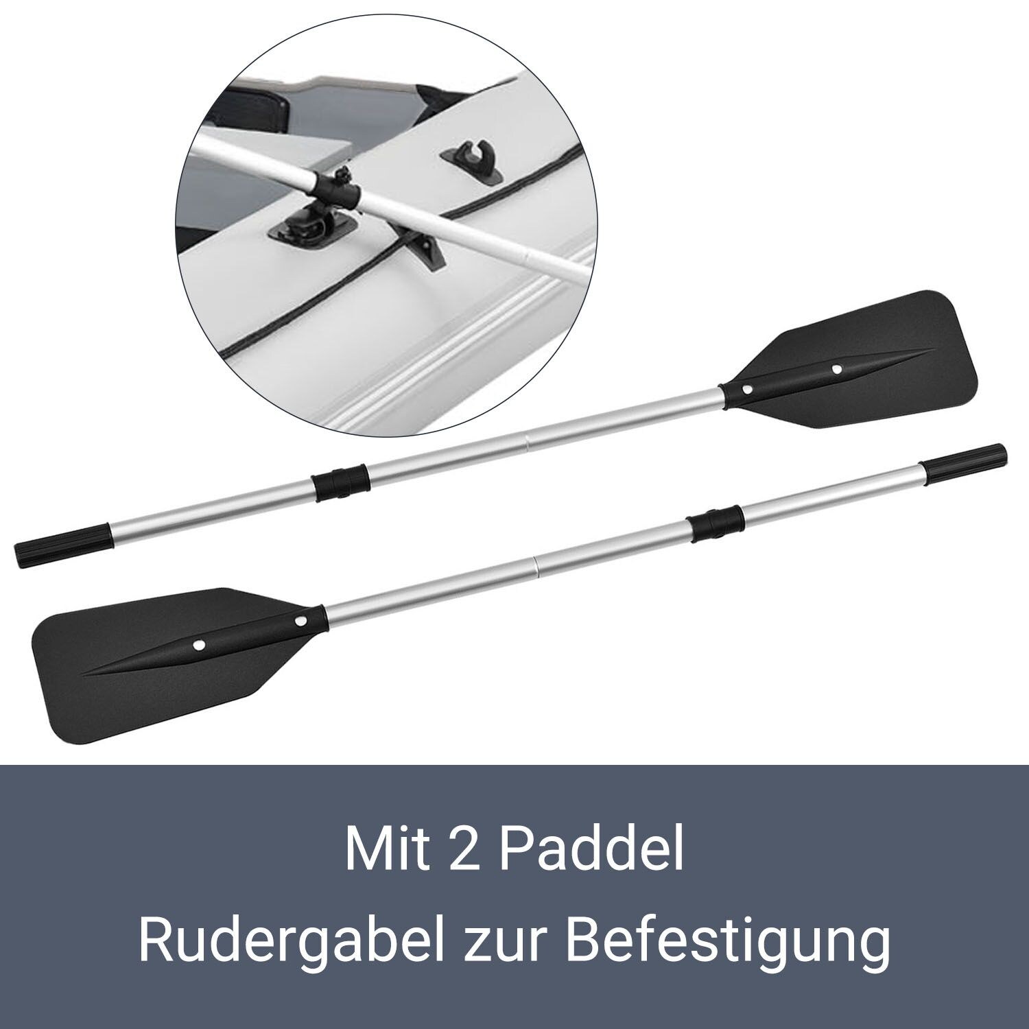 ArtSport Schlauchboot 3,80m mit 2 Sitzbänke, Aluboden, Paddel, Pumpe, Tasche & Reparaturset
