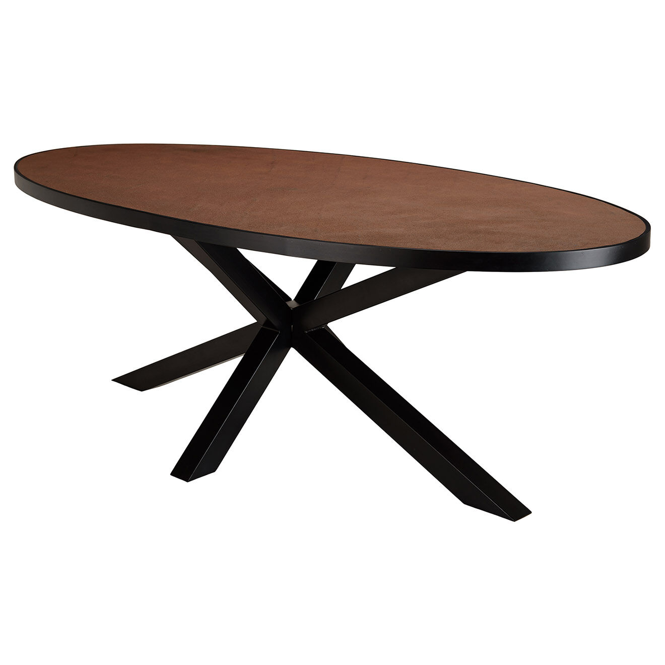 Macabane Table à manger effet pierre Basile bois/noir - 220x110x76 cm