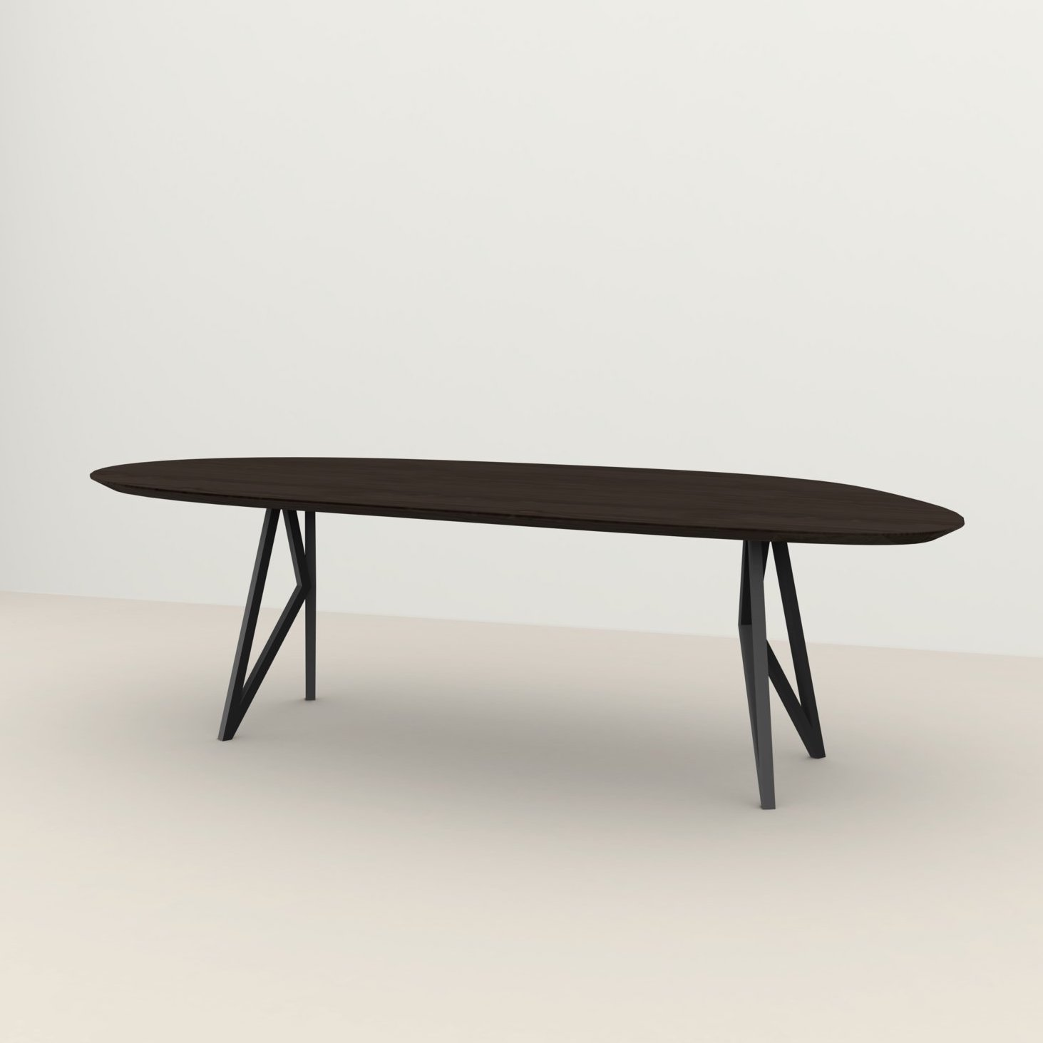 Studio HENK tafel Butterfly Blob - zwart frame, gerookte beits 260 x 100 | Gerookte Beits | Verjongde Rand | Frame Zwart