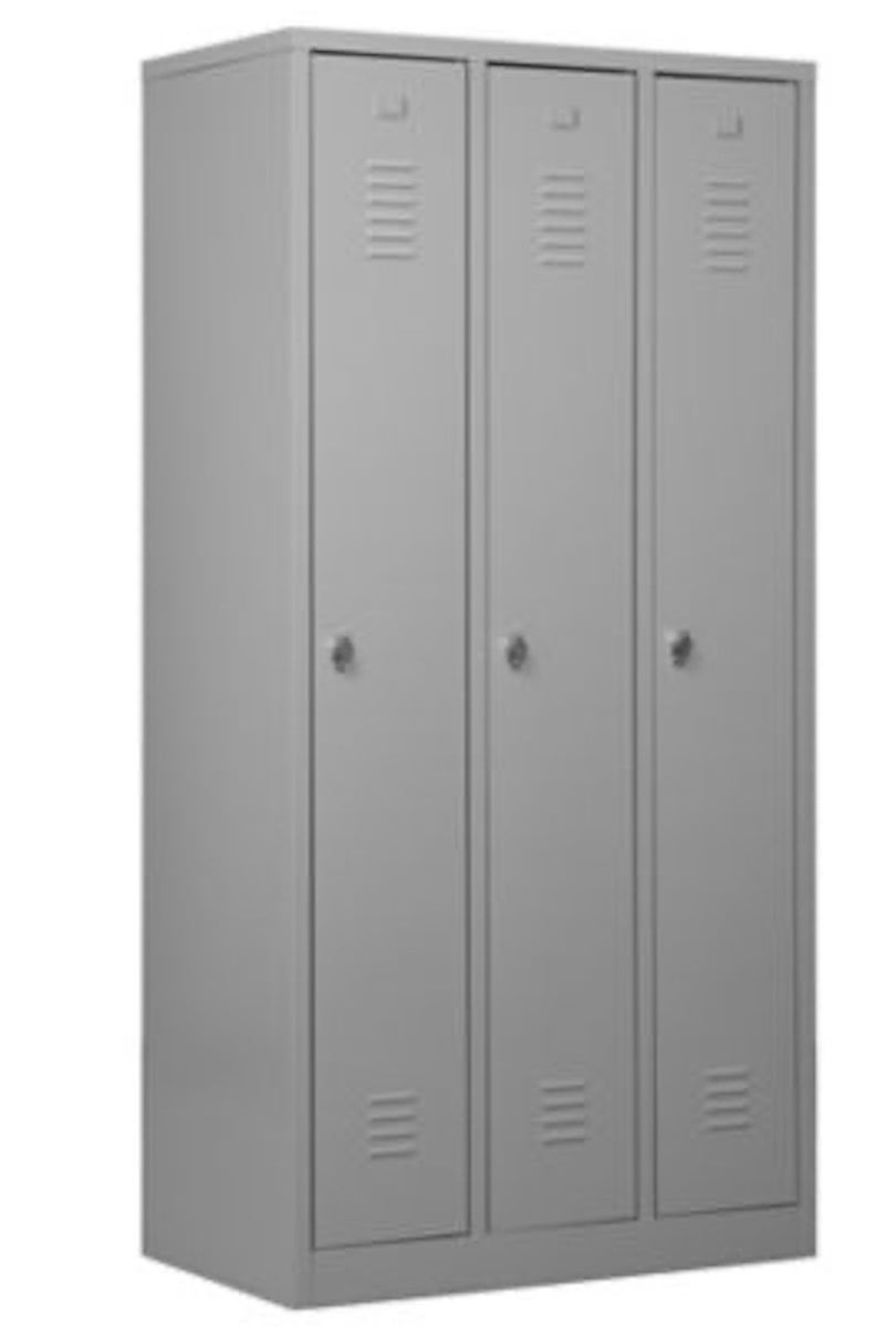 PROREGAL Garderobekast Camel 3 Compartimenten HxBxD 180 x 90 x 50 cm Hangslot Grijs