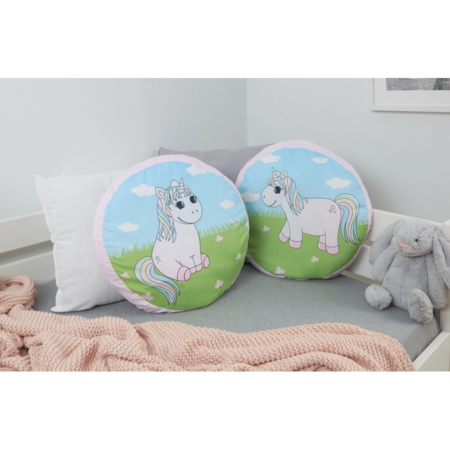 TICAA Kinder Rundkissen-Set Einhorn Rainbow Mehrfarbig