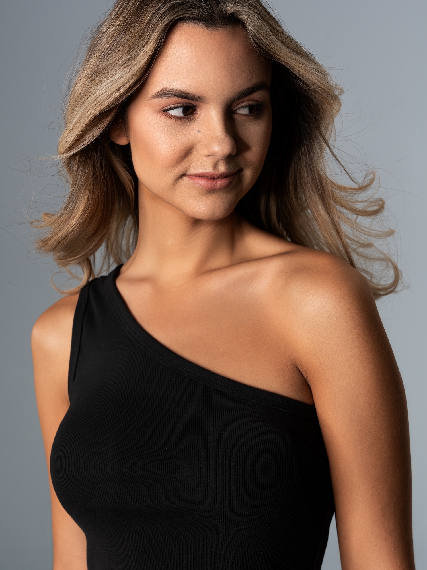 Modisches One-Shoulder-TopSchwarz