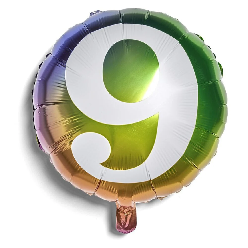Ballon alu chiffre 9 métallisé multicolore Ø45cm