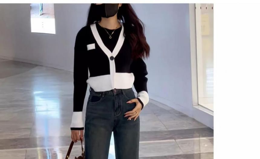 hollybunbur - Hoge taille appliqué gewassen rechte jeans