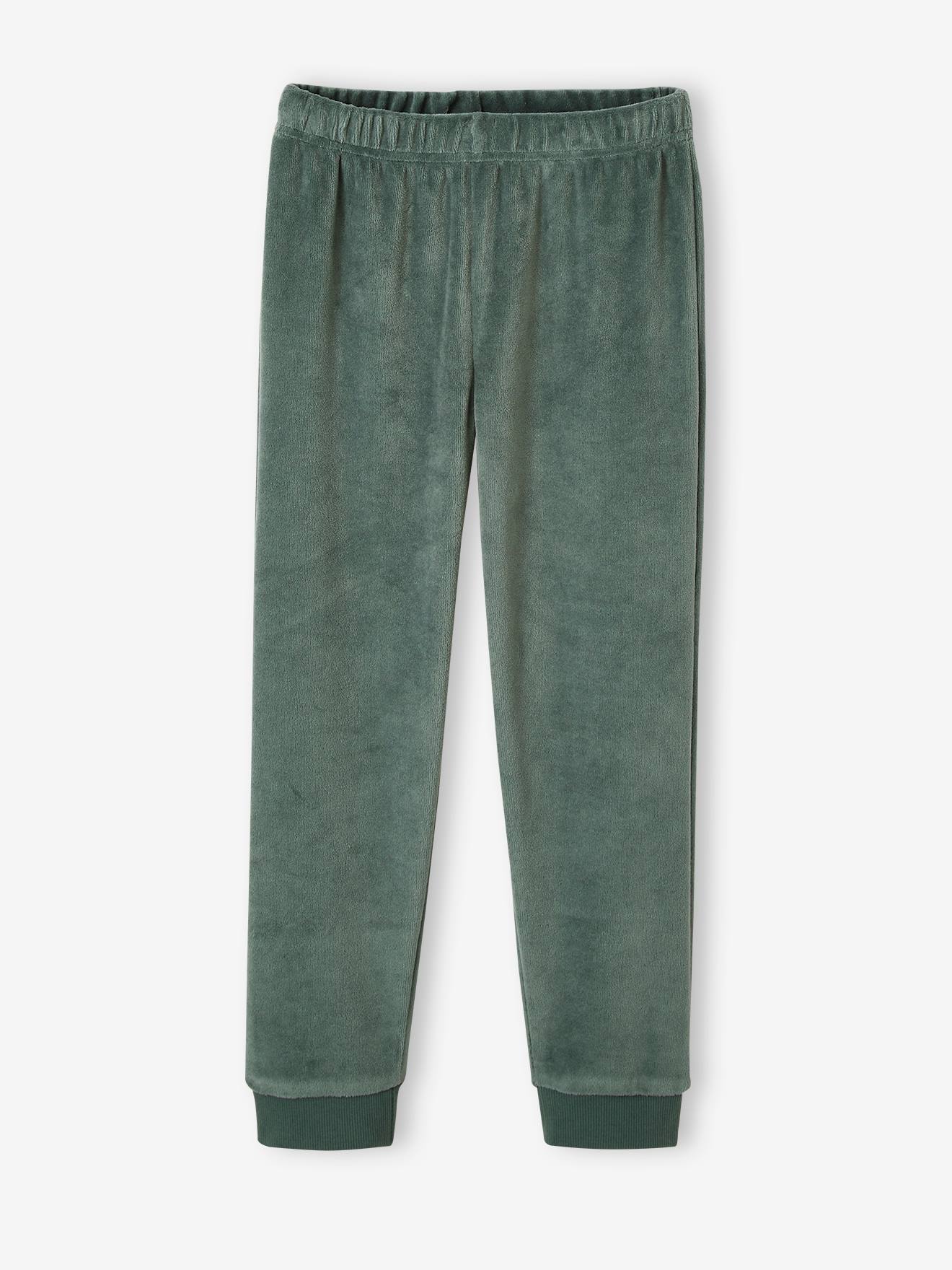 Pijama estilo moletom de veludo verde-salgueiro para meninos